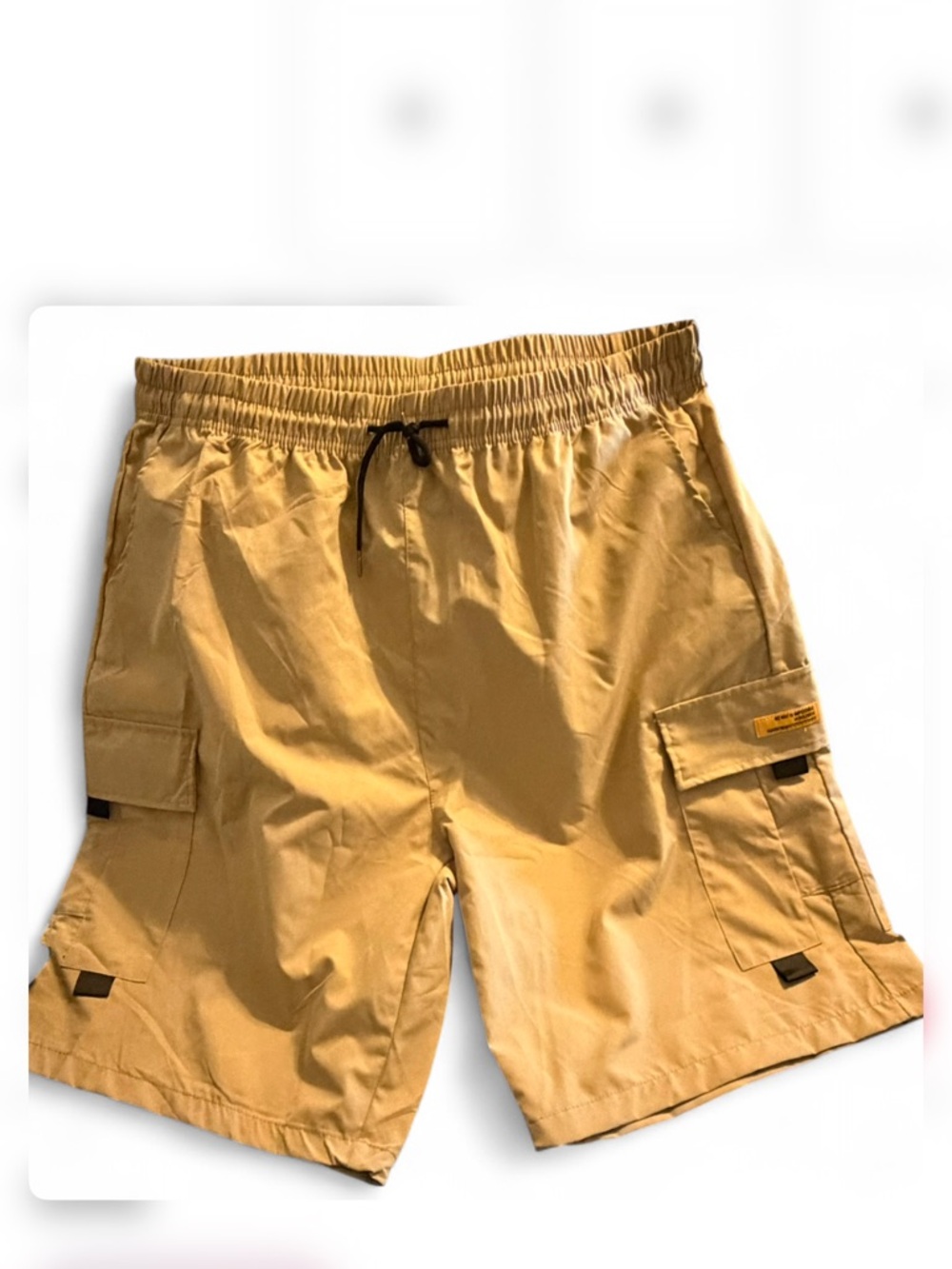 Men's Cargo Shorts with Elastic Waist in Tan